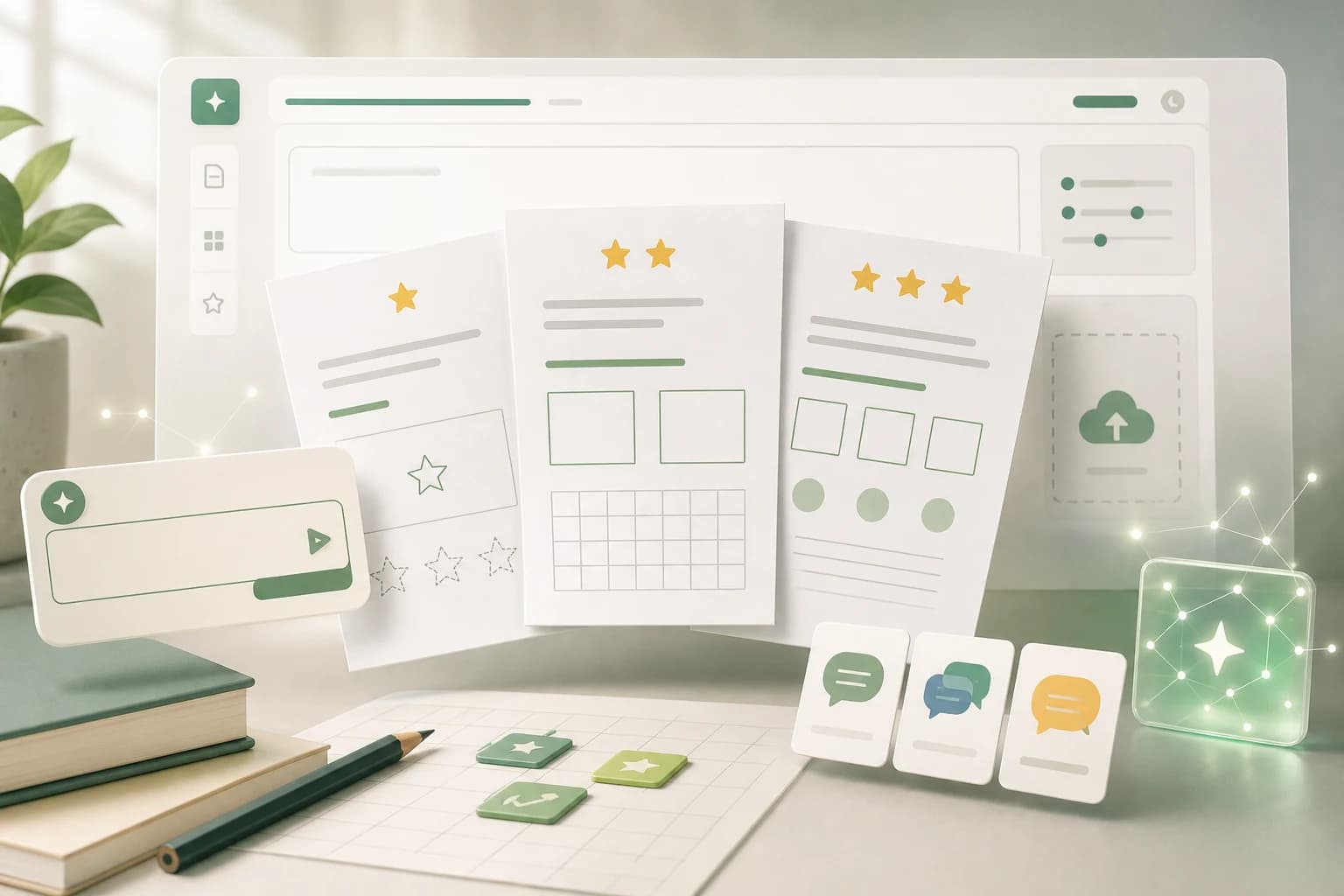 Concept-Art der Differenzierungs-Werkbank mit differenzierten Arbeitsblattvarianten